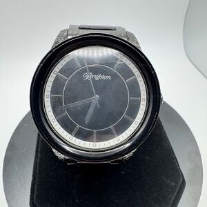 Working Brighton large face heavy metal Black Watch. Fits small wrist.